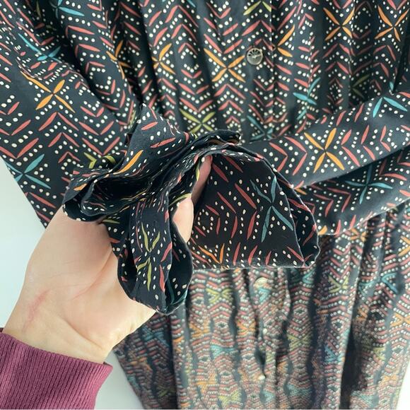 Gudrun Sjöden | Womens Black & Multicolor Geometric Print Modal Dress Drawstring - Picture 4 of 7